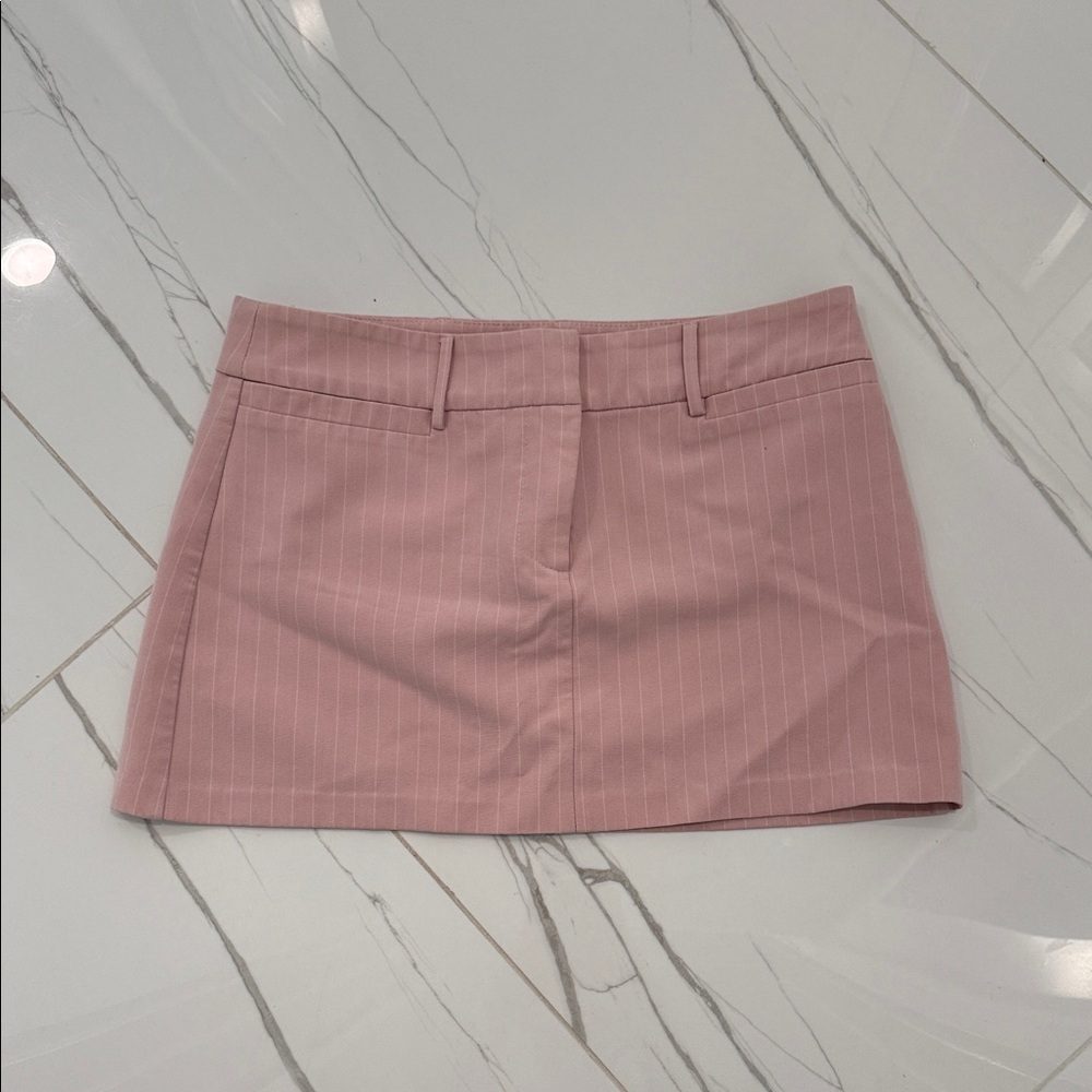 Astr Blush Pinstripe Mini Skirt